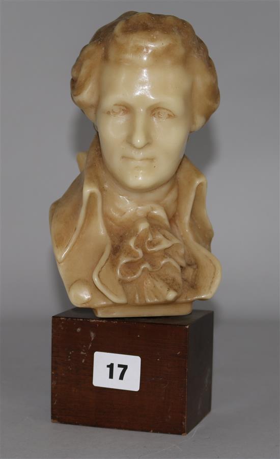 A wax bust of a French gentleman